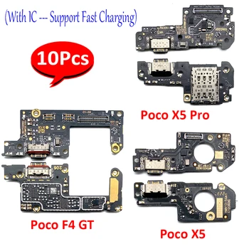 10 бр., Тестван НОВ USB Порт За Зареждане на Док Конектор Микрофон Такса Гъвкав Кабел За Xiaomi Poco F4 X4 X3 GT Pro X5 M5s F3 GT M5
