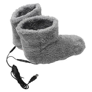 Електрическа топла обувки, зимни пантофи с подгряване за крака, женски термоноски, полезна двойка, къси ботуши с USB-топъл