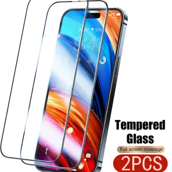 2 ЕЛЕМЕНТА от Закалено Стъкло за iPhone 14 Pro Max 13 12 Mini 11 Pro Защитно фолио за екран за iPhone Plus 8 7 X XR XS Max Защитно Стъкло