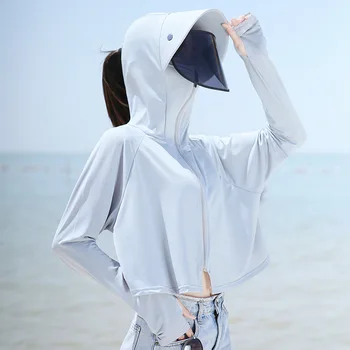 Дамски летни солнцезащитная шапка с защита от uv, маска от ледената коприна, слънцезащитен костюм с вграден крем