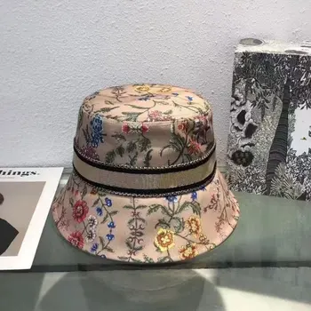 2023 нова дамска лятна шапка-кофа с флорални принтом и букви, градинска мода, луксозна рибарска шапка, слънчеви шапки, пътни плажни шапки