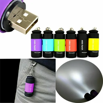 Мини фенерче джобни аварийни фенери ключодържатели Водоустойчив фенерче ключодържател Мини-фенерче USB акумулаторна фенерче