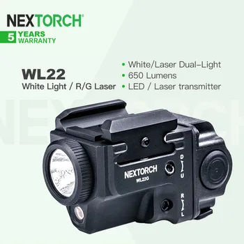 Субкомпактный акумулаторна тактически фенер Nextorch WL22 капацитет 650 лумена с лазерен мерник, който е съвместим с ръководството на MIL-STD-1913/Глок